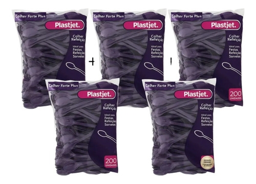 Colher Sobremesa Plástica Roxa Açaí 19cm 1000 Unidades Roxo