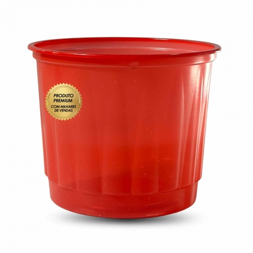POTE PLÁSTICO VERMELHO SEM TAMPA PARA ALIMENTOS E CONFEITARIA KOPUS