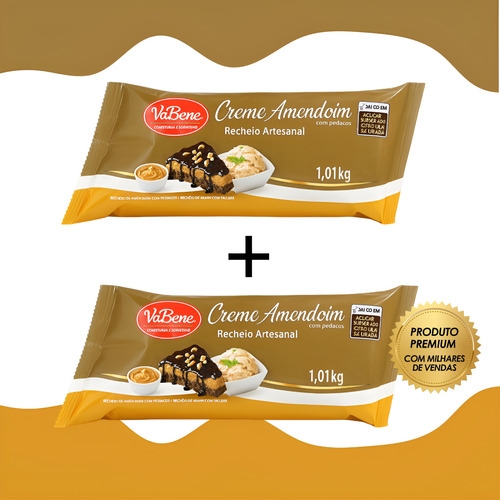 Kit 2 Recheio De Amendoim Vabene Doces E Bombons 1kg