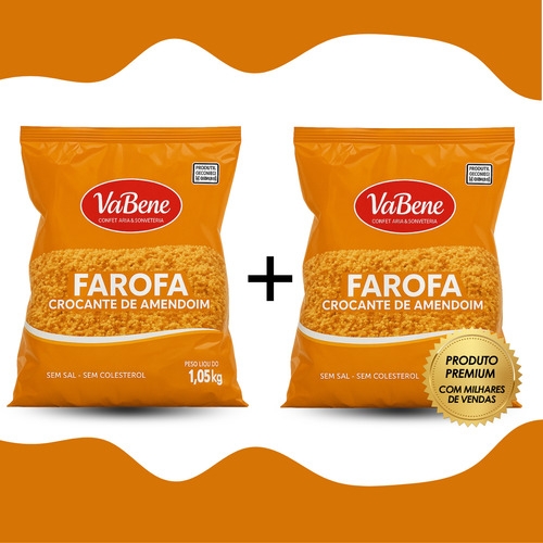 Kit 2 Farofa Crocante Vabene Amendoim Gourmet 1,05kg
