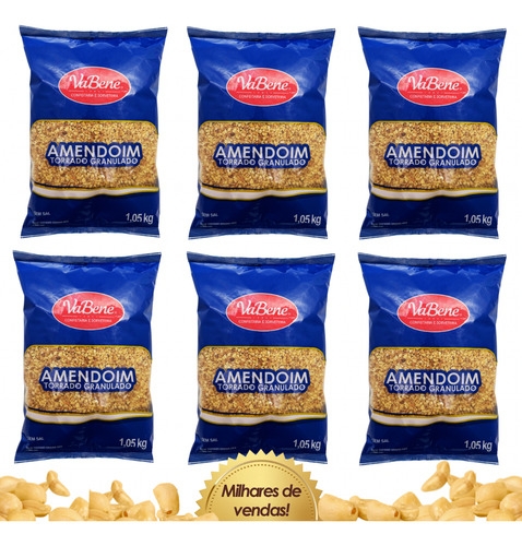Kit 6 Amendoim Vabene Pronto Para Doces, Bolos E Tortas
