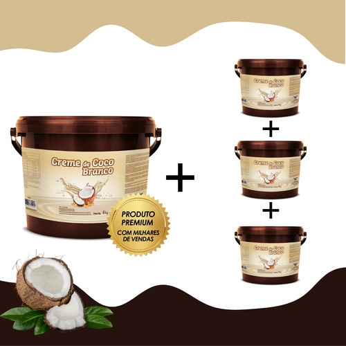 Kit 4 Creme De Coco 4kg Recheio E Cobertura Profissional