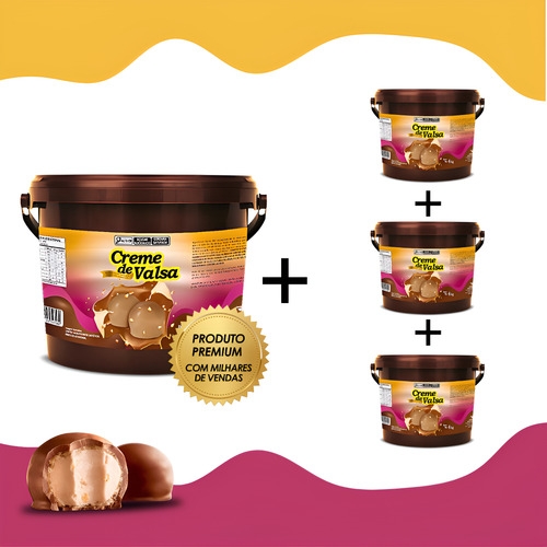 Kit 4 Cobertura Profissional 4 Kg Creme de Valsa Para Uso