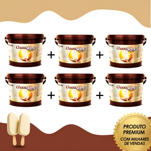 Kit 6 Cobertura Skimo Branco 4kg Panificação Bolos E Doces Branco